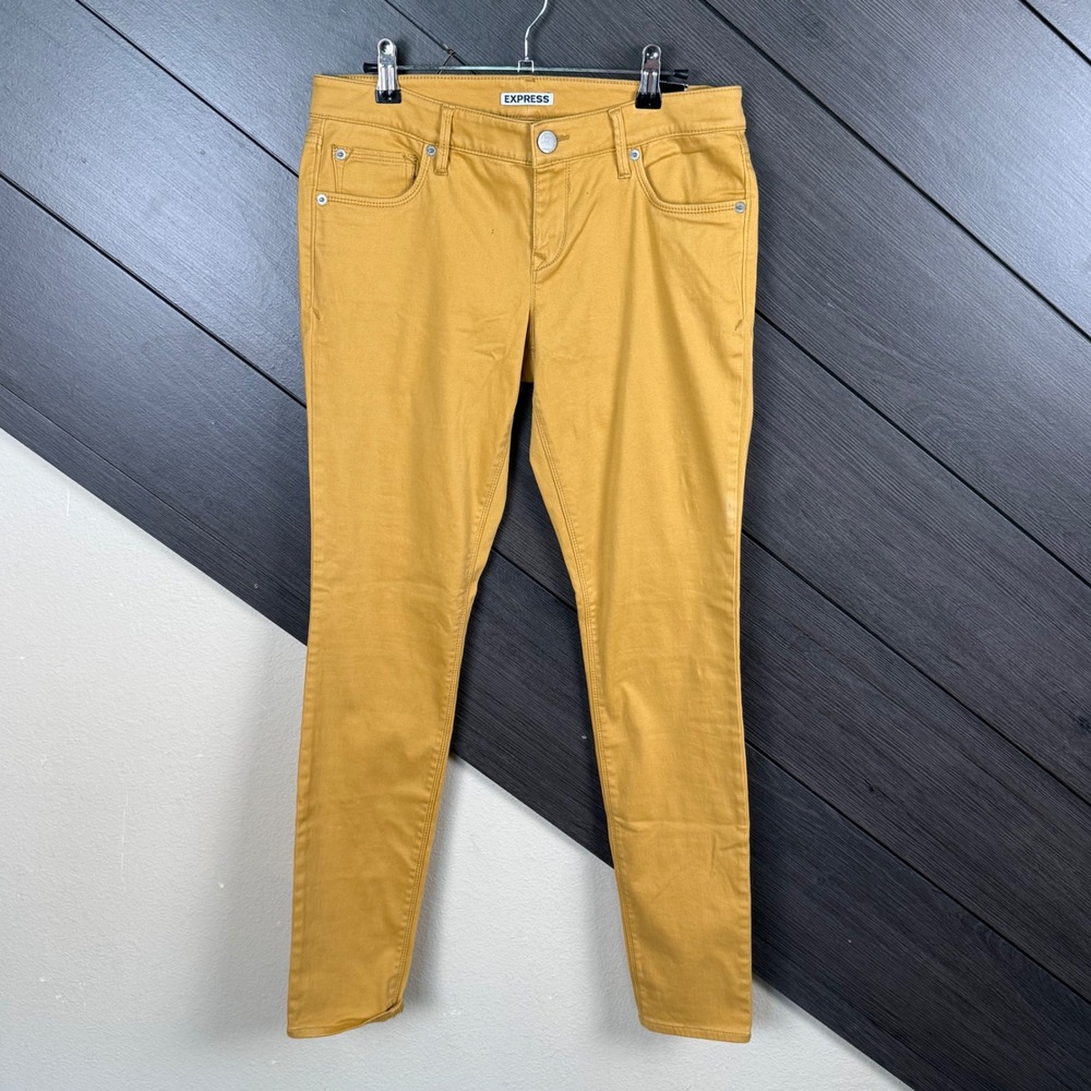 Express Women's Size 8 Skinny Jeans Mustard Yellow Stretch Low Rise NWT Casual